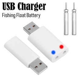 2 PCS Pêche flottant Batterie rechargeable CR425 Chargeur USB pour Floats Electronic Batteries Accessoires de nuit