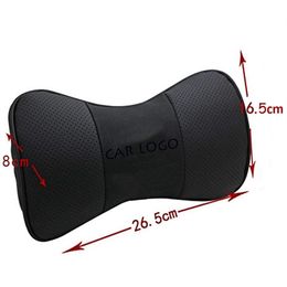 2 uds de cuero genuino en forma de hueso almohada para asiento de coche reposacabezas reposacabezas cojín cómodo con patrón de logotipo ajuste Audi BMW310o