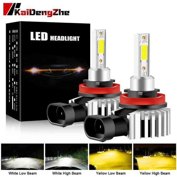 2 uds H3 H1 bombilla de faro de coche H7 luces LED H4 H8 H11 HB3 HB4 9012 6000K 60W 12-24V 12000LM faros de coche de haz alto y bajo