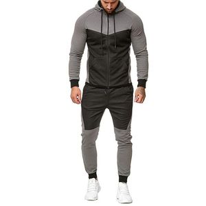 2 pièces sweats à capuche ensemble survêtement costumes hommes automne survêtement Patchwork fermeture éclair impression haut + cordon pantalon ensembles vêtement de sport Bluza # guahao