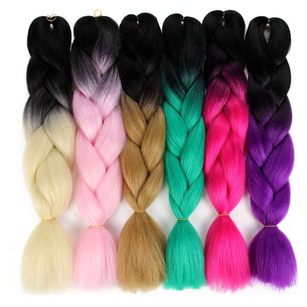 Afro Hair Products Synthétique Jumbo Tresse cheveux Ombre Couleur pour Crochet Tresses Twist 5pcs / tête
