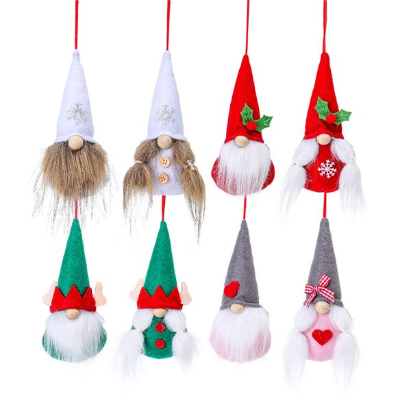 2 unids/lote árbol de Navidad colgante gnomos ornamento sueco hecho a mano muñeco de peluche colgante decoraciones para el hogar suministros para fiestas XBJK2111