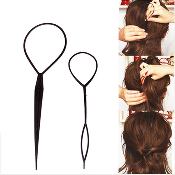 2 unids/lote gran oferta Chic Magic Topsy Tail trenza de pelo cola de caballo estilizador herramienta Clip herramientas para sombreros negros P0024