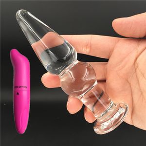 2 stks / partij vibrator en klassieke 2 kraal Crystal Anal Butt Plug Penis Sex Toy Volwassen Producten voor Vrouwen Mannen Vrouwelijke Mapurbatie Y18102305