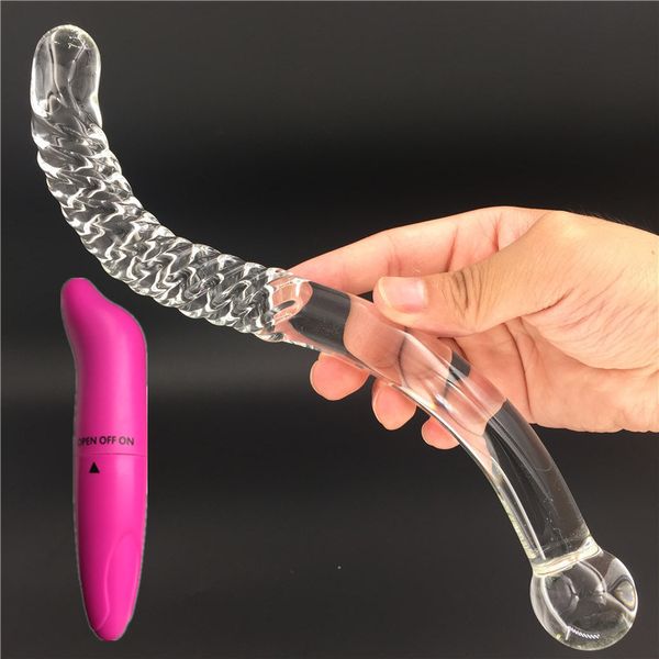 2 Pcs / Lot Vibromasseur Et Real Photo pyrex verre cristal gode pénis Anal perles fesses Produits pour hommes adultes sex toys pour femmes hommes Y18102305