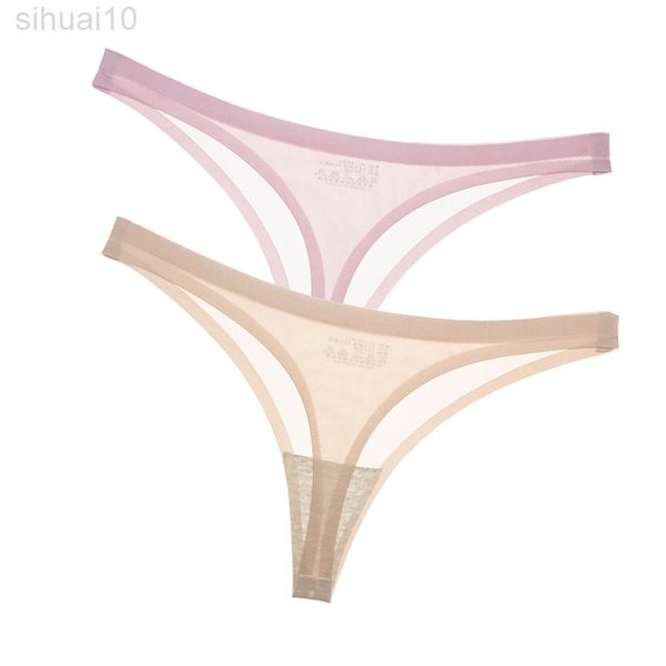 2 uds./tangas sin costuras para fiesta, calzoncillos sexis para mujer, ropa interior de nailon, bragas invisibles de hilo G para mujer, lencería cruzada de algodón cómoda M L L220801