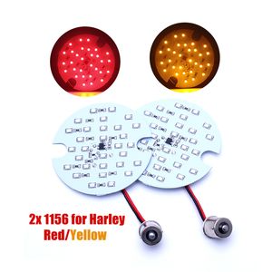 Freeshipping 2 stks achter 1156 LED-lamp Draai Signaalpaneel Licht voor Harley-Davidso dag DRL Bay15D met één terminaal geel / rood