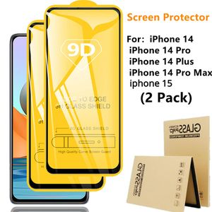 2 pièces protecteur d'écran en verre trempé pour iPhone 15 14 13 12 11 Pro Max Mini X XS XR 6 7 8 Plus SE