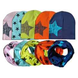 2 pc's/set Baby Hat Scarf Set Star Gedrukte Kids Beanie Cap Warm Boy Girl Autumn Winter Hoeden Infant Peuter Bonnet Children Accessories 20220907 E3