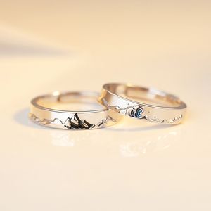 2 Stks/set Paar Ringen Voor Vrouwen Zon Maan Vlinder Herten Dolfijn Vleugels Elektrocardiogram Cross Bijpassende Sieraden Vinger Open Ring