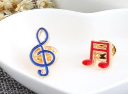 2 pièces ensemble créatif dessin animé Note de musique émail broches broches mode métal Badges vêtements décoration musique broche259q1689250