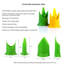 2 PCS / Set Cuisine Pepper Tomato Pepper Pedicel Corers Slicer Pepper Rettered Disvice Fruit Vegetable Seed Remover Cutter