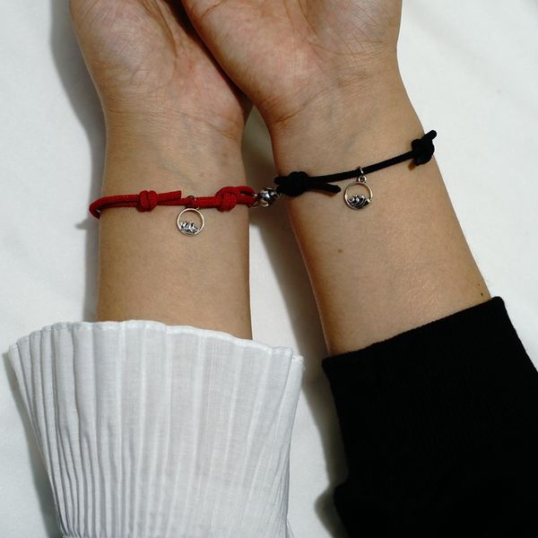 2 pièces/ensemble magnétique Couples Bracelets relation correspondant Bracelets pour Couples amitié promesse corde tressé Bracelet ensemble cadeaux