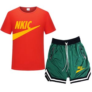 2 PCS Set Men's Brand Logo Print Tracksuits Running Sets Summer Sportswear Gym Fitness Clothing Training Training for Men