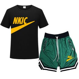 2 pièces ensemble nouveau hommes marque LOGO imprimer survêtements ensembles de course vêtements de sport d'été Gym Fitness vêtements entraînement entraînement pour hommes