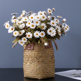 2 stks simulatie 9 hoofden kunstmatige daisy bloem boeket ins bruiloft decoratie home decor nep krans chrysanthemum tak
