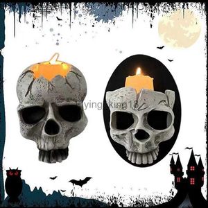 2 pièces bougeoirs squelette effrayant photophore tasse décor gothique pour Halloween noël HKD230825