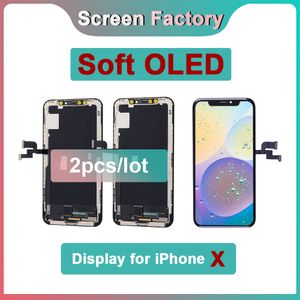 2 pc's zachte OLED -display voor iPhone X Digitizer -assemblage touchscreen vervanging