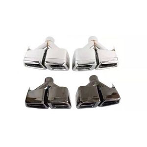 2 uds tubos cuadrados tubo de escape plata negro para BENZ AMG estilo CLS W218 CLS300 puntas traseras de acero inoxidable accesorios de coche