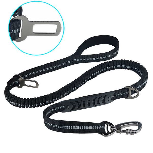 2 PCS Laisse de chien élastique solide avec boucle de ceinture de sécurité de voiture pour chiens de taille moyenne absorbant les chocs corde de plomb réfléchissante en gros XB 211006