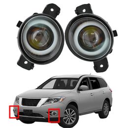 2 pièces style Angel Eye LED lentille pare-chocs avant lampe 12v H11 antibrouillard pour Nissan Pathfinder 2013-2016