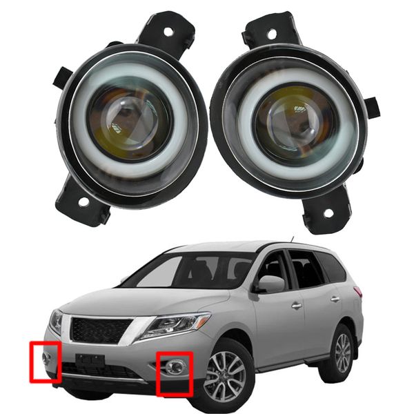 2 uds estilo Angel Eye LED lente parachoques delantero lámpara 12v H11 luz antiniebla para Nissan Pathfinder 2013-2016