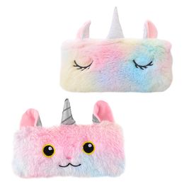 2 PCS Unicorn Plush Bag Pen Hoge capaciteit Portable Pouch Zipper Stationery Student