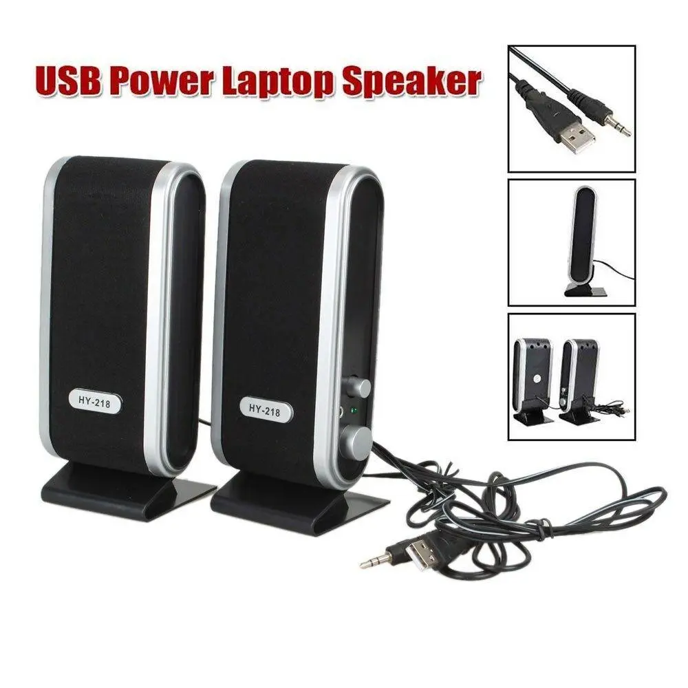 2 PCS USB Power Computer Speakers 3D Stereo Sound Surround Loud Speaker 3,5 mm med Ear Jack för Desktop PC Laptop