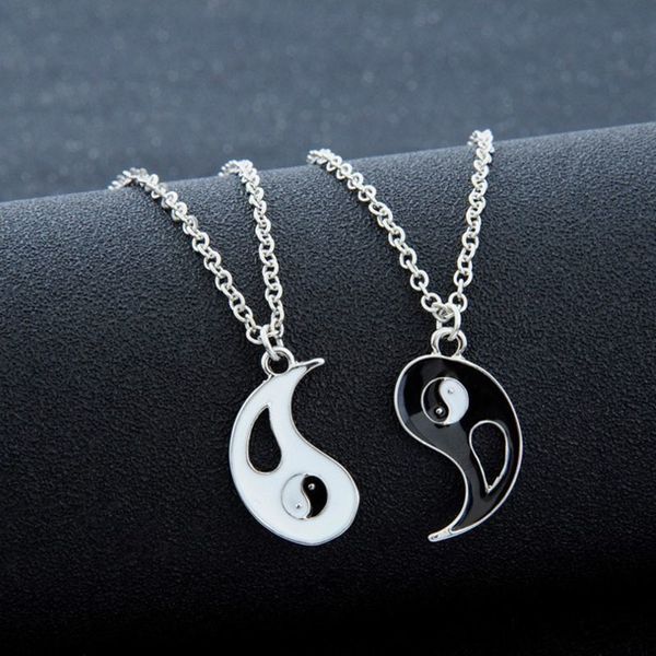 Collier de Couple Vintage à la mode pour femmes et hommes, pendentif Yin yang assorti, bijoux d'amitié BFF, cadeau pour meilleurs amis amoureux, 2 pièces