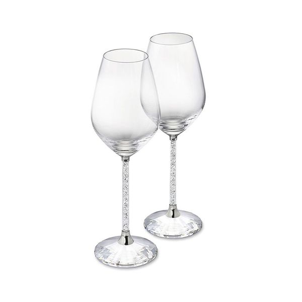 2 PCS Lunettes de mariage goblet Verres de vin Crystallin de luxe fête de luxe grillage de haute qualité cristal strass design H1004 210326