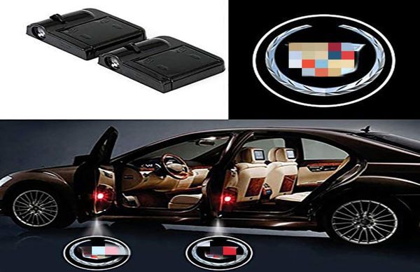 Projecteur Laser de bienvenue Led sans fil pour porte de voiture, 2 pièces, lumière fantôme ombre, lampe Logos adaptés à cadilla1303027