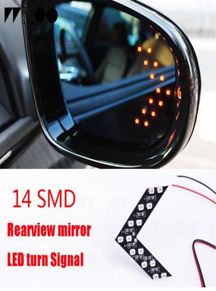 2 PCSLOT 14 Panel de flecha LED SMD para la vista trasera del automóvil Indicador de giro Ligera de la luz RETRAJE LED Mirror Light6611910