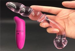 2 PcsLot Vibrateur Et Rose trois perles de verre cristal gode pénis Anal Sex toy Produits pour adultes pour femmes hommes masturbation masculine D18117342634