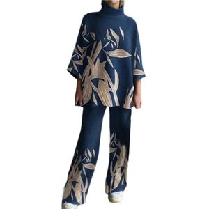 2 PCSset Great Pantal Suit trois quarts de manches artistiques confortables Spring Top 240319