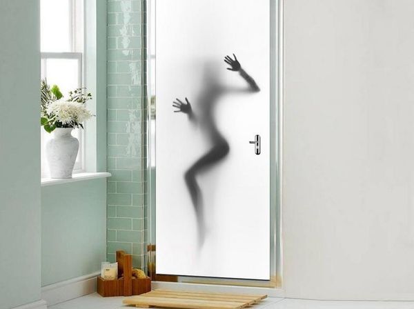 2 uds., pegatina de pared de PVC para puerta de sombra horrible, pegatina Mural impermeable para puerta de vidrio de baño, decoración de Halloween 9479569