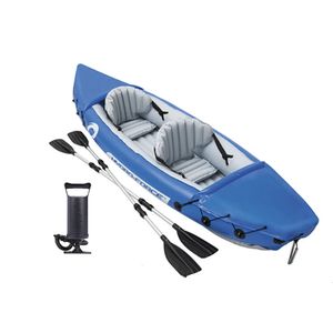 Kayak de pesca inflable de doble cepillado para 2 personas, incluye paletas de aluminio, bomba de competición, canoa, bote plegable para Rafting 240127