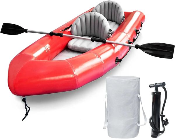 2 personnes kayak gonflable pour adultes portables de 98 pieds radeau de bateau canoë sport avec pagaies de sièges 240425