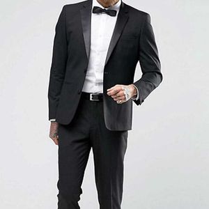 2 stuk zwart formele bruiloft smoking tuxedo voor bruidegom slim fit mannen pakken met gekerfde revers mannelijke mode jas broek custom kostuum x0909