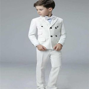 2 pièces garçon costumes pour mariage bal de promo smoking double boutonnage pointe revers ivoire enfants costume cérémonie de remise des diplômes veste pantalon X090213U