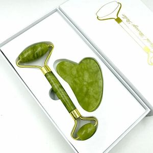 Coffret cadeau 2 pièces jade visage rouleau beauté du visage outil de grattage