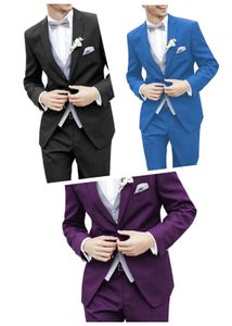2 -delige herenpak vaste kleur ingekapte bruiloft rapel (blazer + broek)