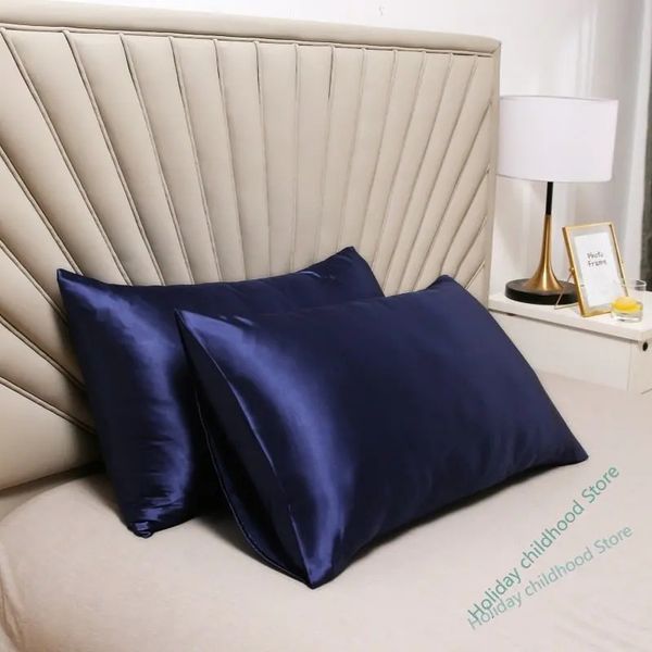 Taie d'oreiller en Satin pur, 2 pièces, housse de coussin confortable, pour lit, simple, 240115