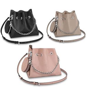 2 -koppige set koehide bucket tas dames draagt ​​topkwaliteit crossbody tas draagbare handtassen brief echte lederen siergravure -gravureschouder schouder