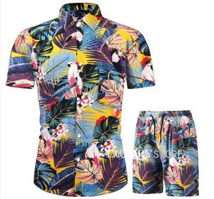 2 -delige set voor mannen shirt sets zomer strand slijtage bloemen afdrukken casual shirt shorts pak hawaiian vakantiekleding 2022 kleding
