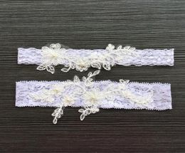 Apliques de encaje de 2 piezas Pearls Parlas de la pierna nupcial Garter Prom Garter Bridal Gelito de la boda Faux Pearls Tamaño de encaje ACCE8456298