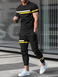 2-delige set outfits heren broek trainingspak rooster 3D-geprinte jogger sportkleding korte mouw T-shirt lange broek straatkleding 240315