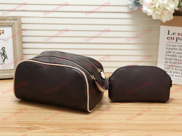 Conjunto de 2 piezas de carteras, bolso de mano de diseñador con doble cremallera, neceser de maquillaje para mujer, neceser de viaje, bolsas de almacenamiento portátiles de lujo, Kit de aseo