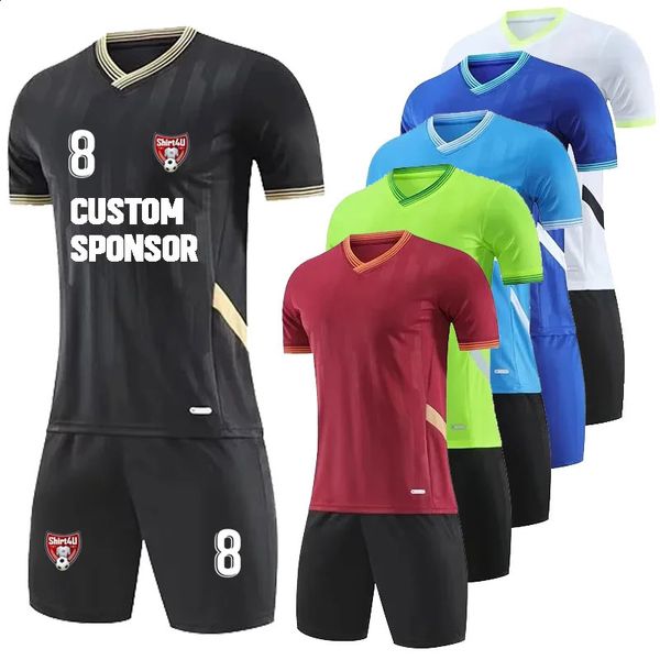 Conjunto de camiseta de fútbol para niños y hombres, ropa deportiva de 2 piezas, uniforme de Entrenamiento de fútbol de secado rápido, traje con nombre personalizado y número 240306