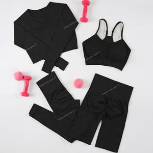 Ensemble de Yoga 2/3/4 pièces pour femmes, vêtements de sport sans couture, tenues d'entraînement, Shorts de Fitness pour femmes, Leggings de sport, costume de YogaWomen's Yoga sets 2 piece workout outfits