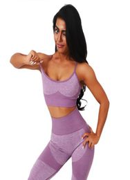 2 piezas Sets de yoga ropa de gimnasio para mujeres Sports Wear Leggings Bras acolchados Suits Set9385481